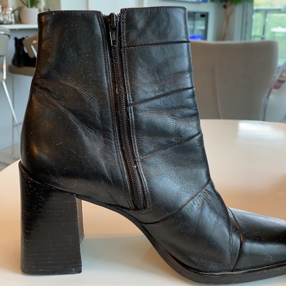 Black leather ankle boots - Picture 4 of 6